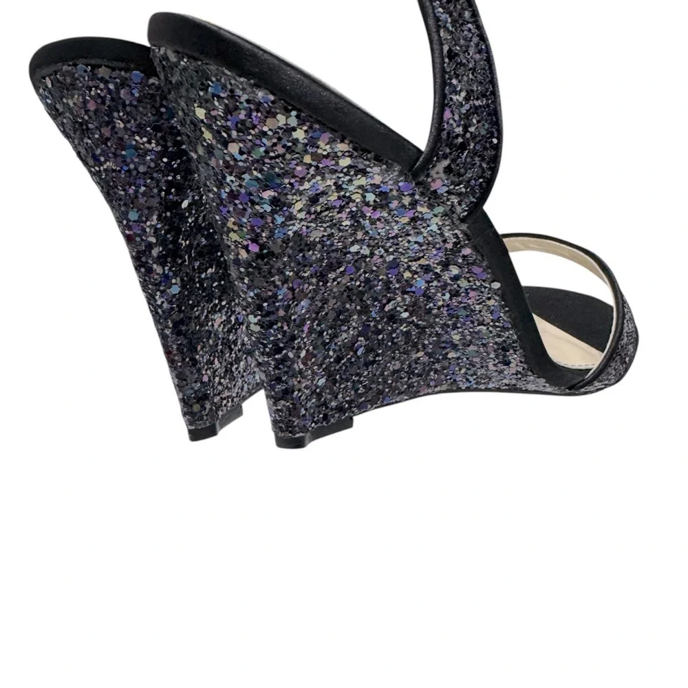 Betsey Johnson Darci Glitter‎ Wedge Sandals Sz 8.5